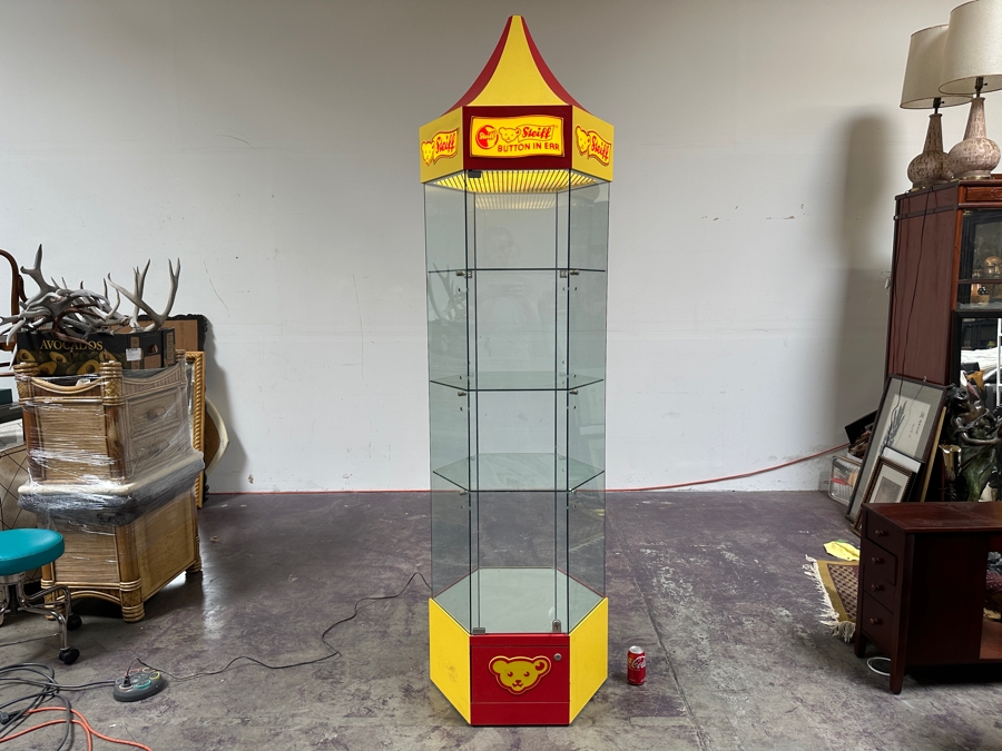 Just Added - Vintage Steiff Bear Button In The Ear Mercantile Store Display Cabinet Perfect For Displaying For Collection Of Steiff Bears 27W X 93H [Photo 3]