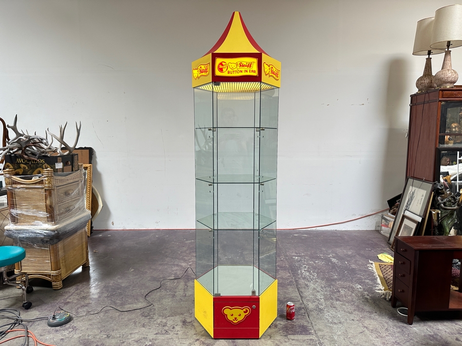 Just Added - Vintage Steiff Bear Button In The Ear Mercantile Store Display Cabinet Perfect For Displaying For Collection Of Steiff Bears 27W X 93H [Photo 4]