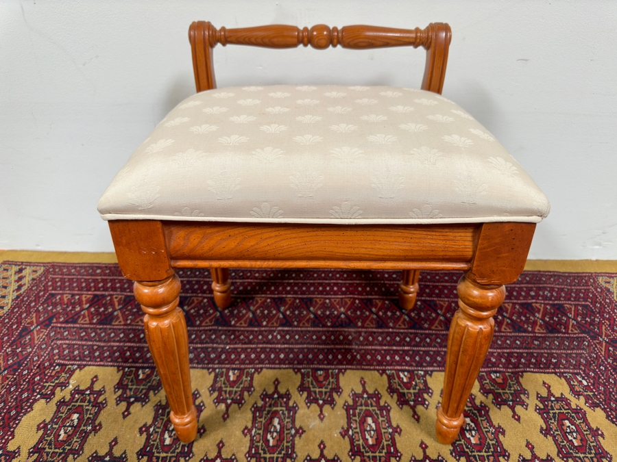 Just Added - Vintage Upholstered Vanity Stool By Stanley Furniture Company 18'W x 16'D x 22'H (18' Seat Height) [Photo 3]