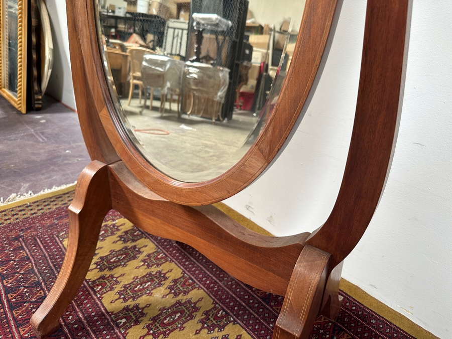 Just Added - Vintage Framed Oval Wooden Full Length Cheval Mirror 27.5'W x 68'H [Photo 7]