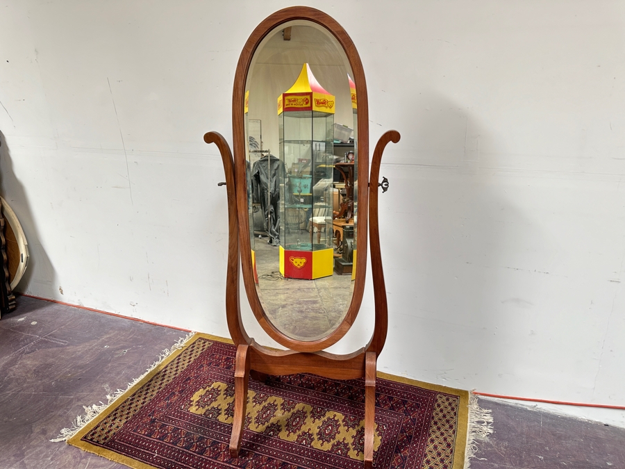 Just Added - Vintage Framed Oval Wooden Full Length Cheval Mirror 27.5'W x 68'H [Photo 3]
