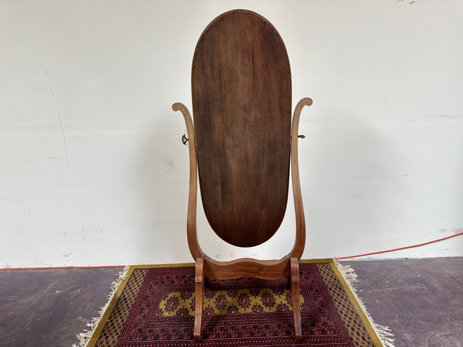Just Added - Vintage Framed Oval Wooden Full Length Cheval Mirror 27.5'W x 68'H [Photo 8]