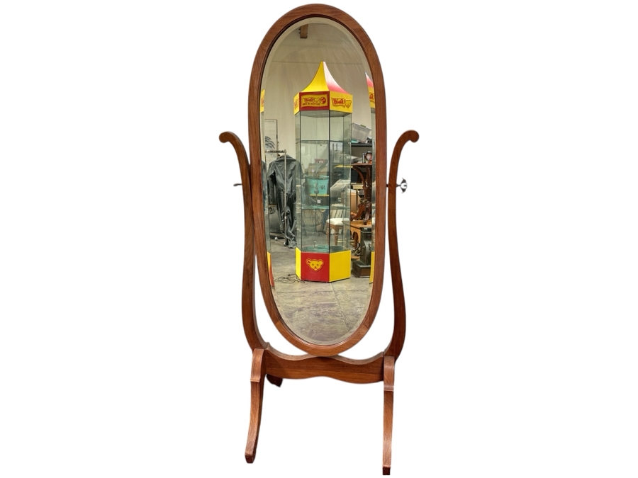 Just Added - Vintage Framed Oval Wooden Full Length Cheval Mirror 27.5'W x 68'H [Photo 1]