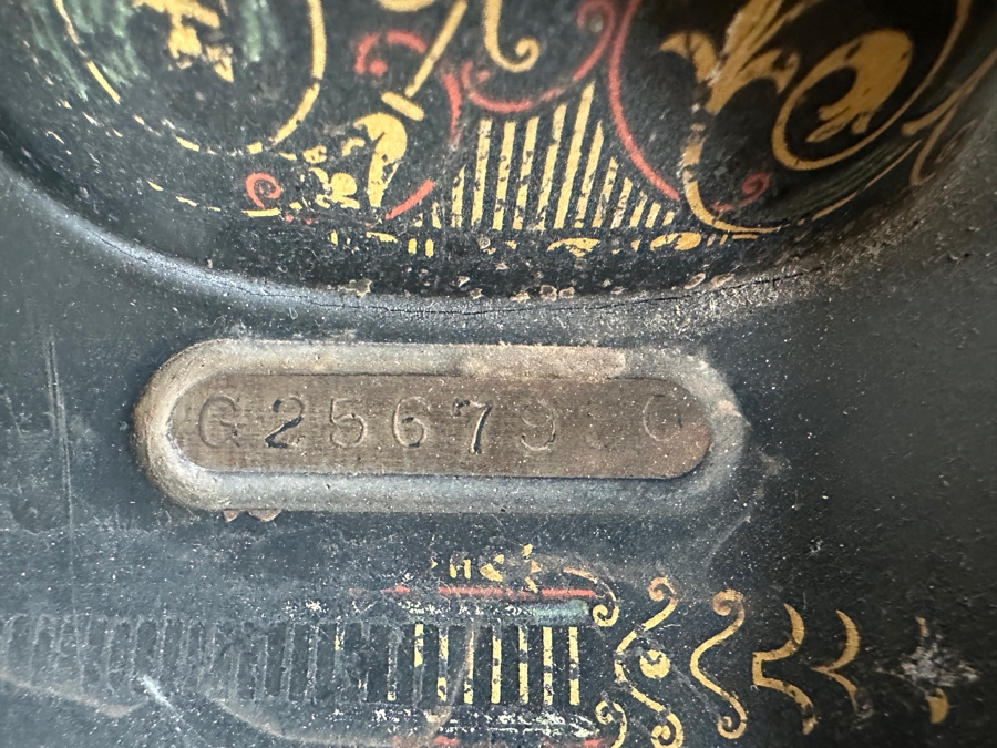 Just Added - Vintage Singer Sewing Machine with Foot Treadle in Tiger Oak Cabinet 36'W x 17'D x 31'H [Photo 10]