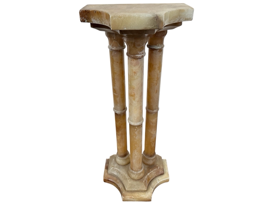Just Added - Vintage 3-Column Marble Pedestal 16W X 10.5D X 38H