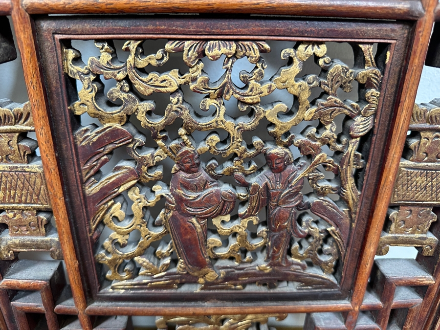 Just Added - Vintage Chinese Relief Carved Wooden Panels 15W X 40H [Photo 12]