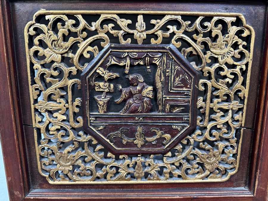 Just Added - Vintage Chinese Relief Carved Wooden Panels 15W X 40H [Photo 6]