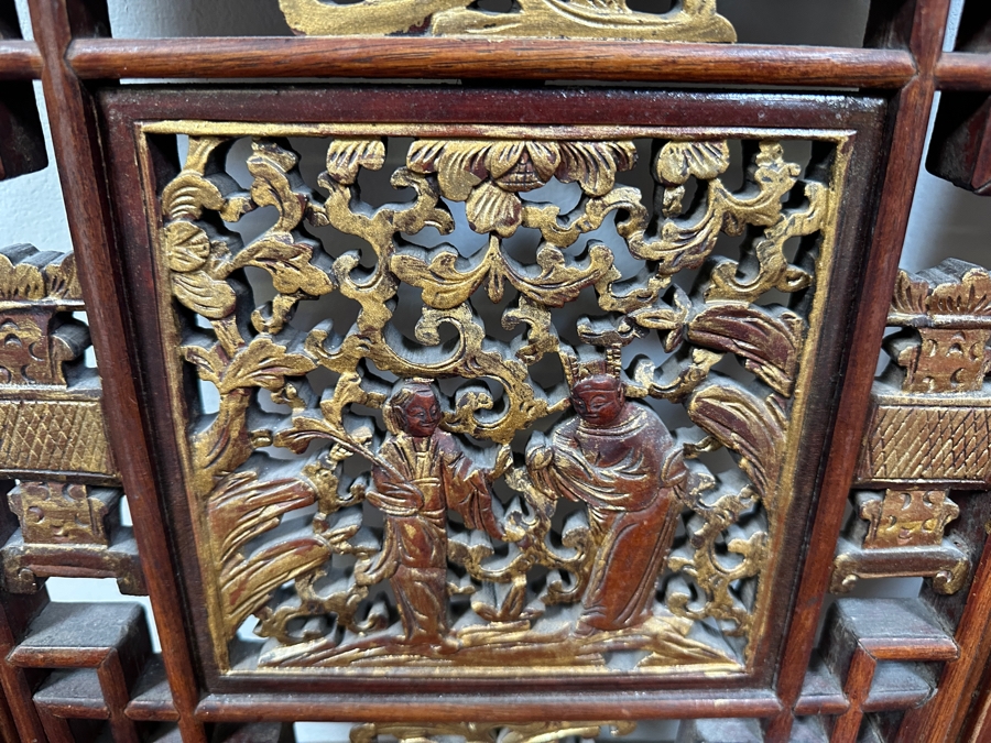 Just Added - Vintage Chinese Relief Carved Wooden Panels 15W X 40H [Photo 8]