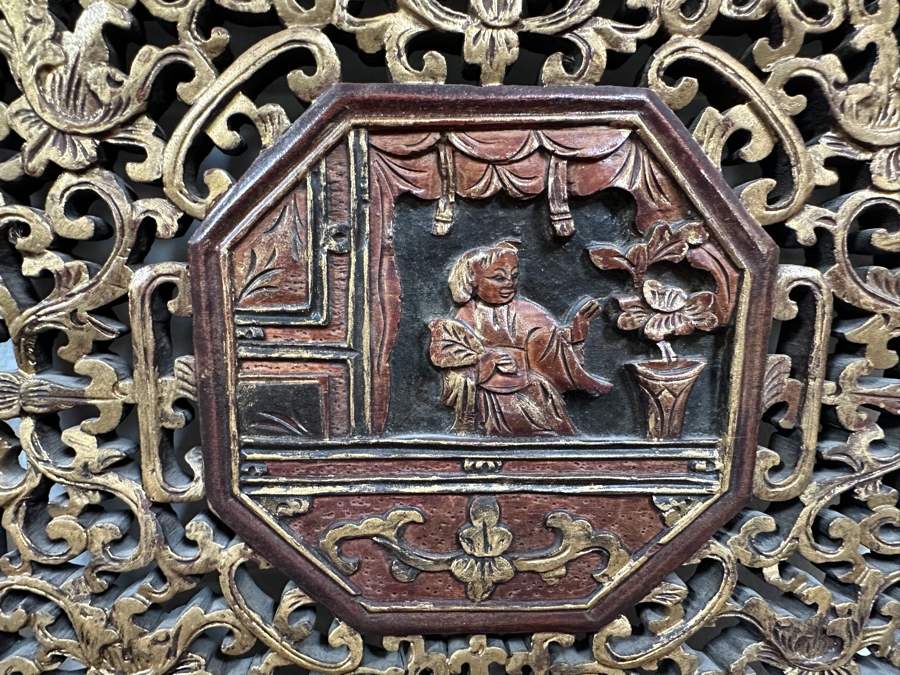 Just Added - Vintage Chinese Relief Carved Wooden Panels 15W X 40H [Photo 10]