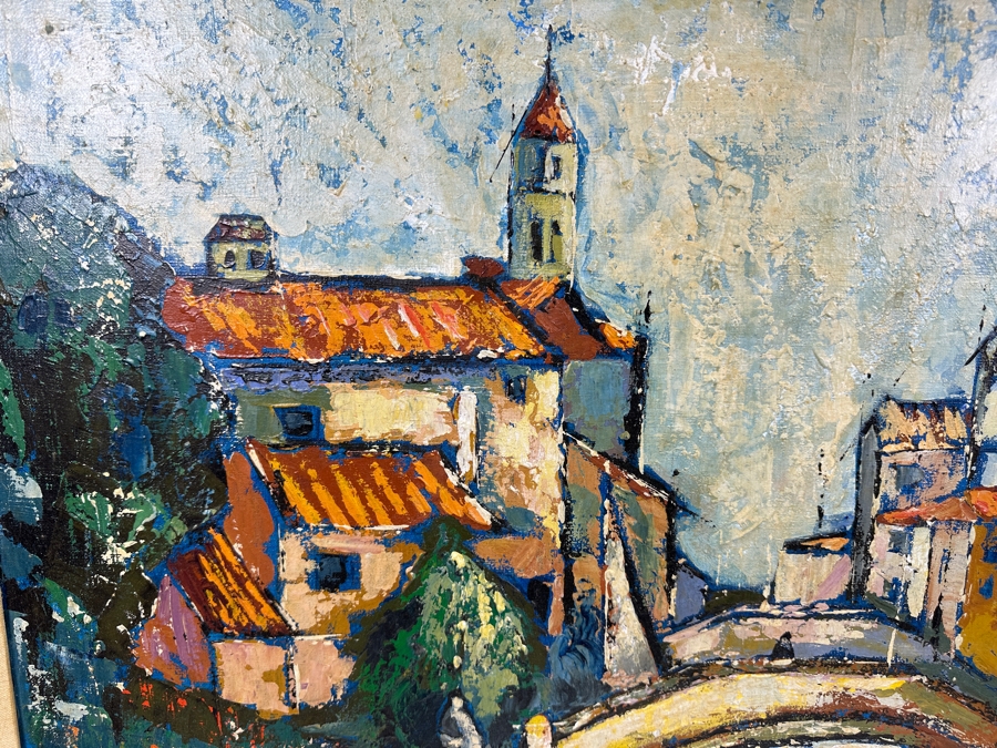 Just Added - Bill Newsom (20th Century, American) Original Mid-Century Abstract Painting On Canvas Of Venice Canal Scene 36 X 24 Framed 44.5 X 32.5 [Photo 13]