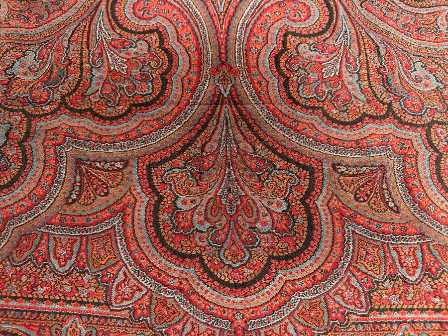 Just Added - Antique 19th Century Paisley India, Kashmir Kilim Shawl 114' X 55' [Photo 6]
