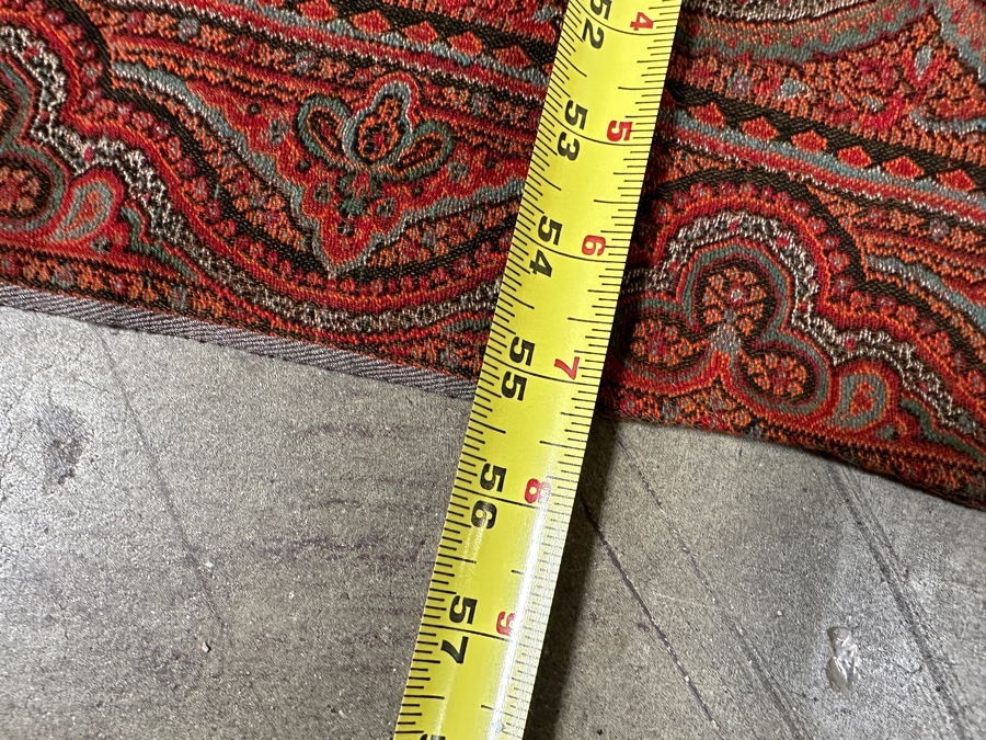 Just Added - Antique 19th Century Paisley India, Kashmir Kilim Shawl 114' X 55' [Photo 9]