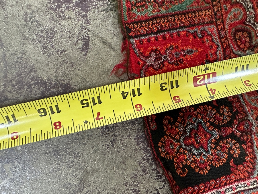 Just Added - Antique 19th Century Paisley India, Kashmir Kilim Shawl 114' X 55' [Photo 10]