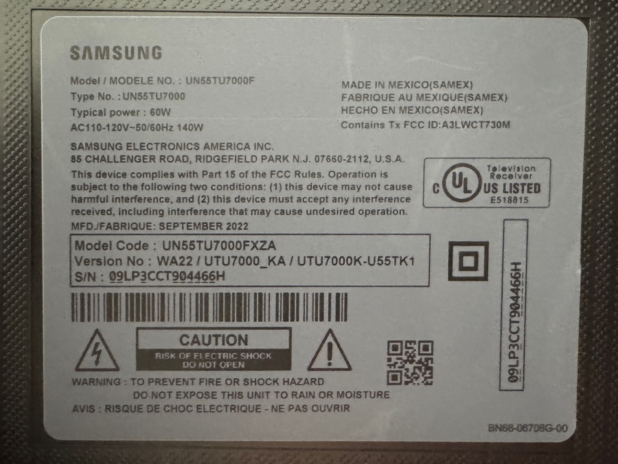 Just Added - Samsung 55' Smart TV Model #UN55TU7000FXZA [Photo 4]