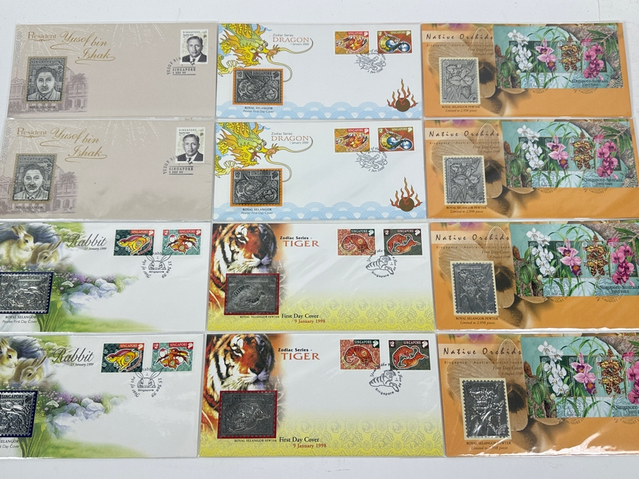 Just Added - (12) Singapore Royal Selangor Pewter First Day Covers Stamps [Photo 2]