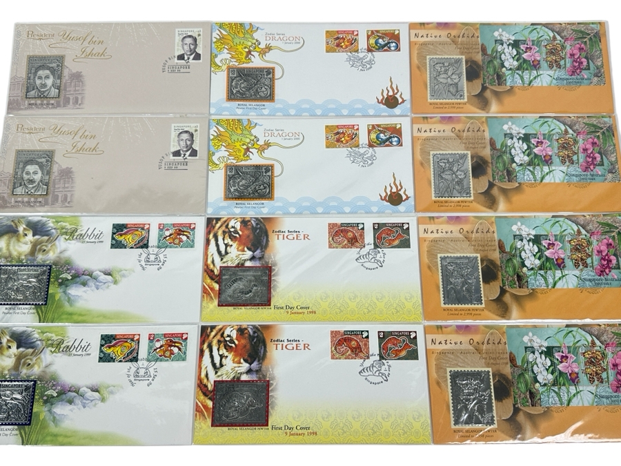 Just Added - (12) Singapore Royal Selangor Pewter First Day Covers Stamps [Photo 1]