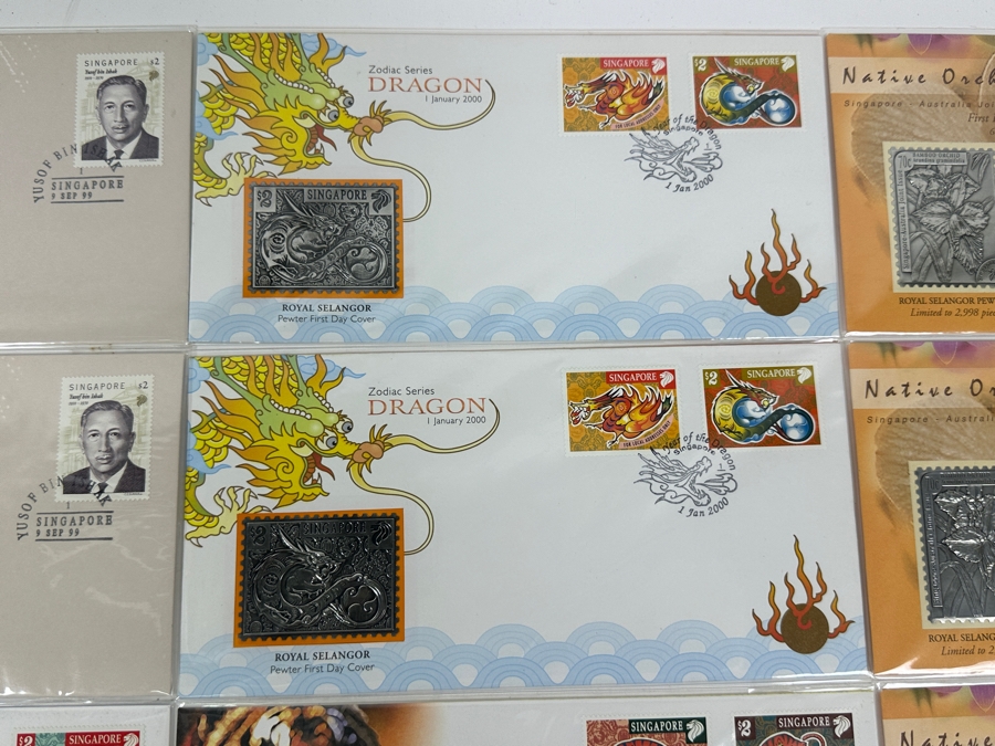 Just Added - (12) Singapore Royal Selangor Pewter First Day Covers Stamps [Photo 6]