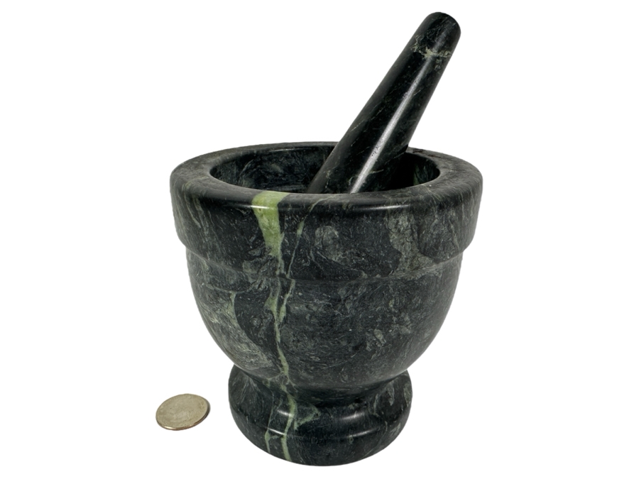 Just Added - Green Marble Pestle and Mortar 4.5'H x 4.5'W [Photo 1]