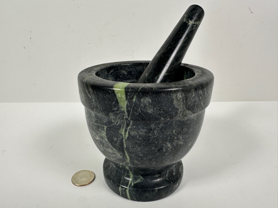 Just Added - Green Marble Pestle and Mortar 4.5'H x 4.5'W [Photo 2]