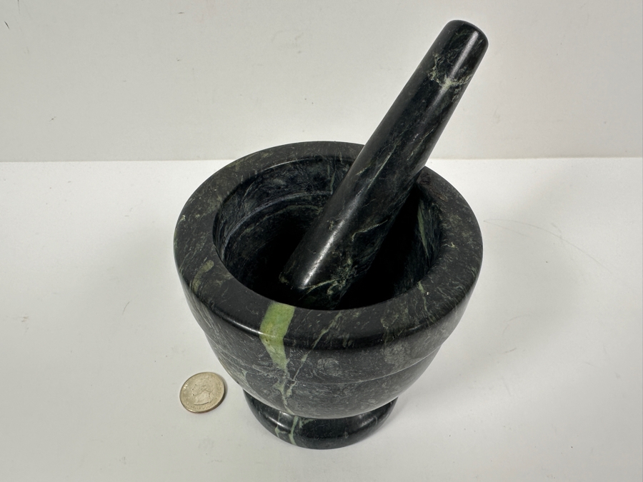 Just Added - Green Marble Pestle and Mortar 4.5'H x 4.5'W [Photo 3]
