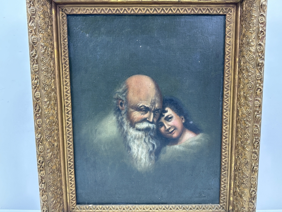 Just Added - Antique Original Oil Painting On Canvas 12 X 15 In Antique Gilt Frame 15.5 X 18.5 Signed Lower Right Signature Illegible [Photo 2]