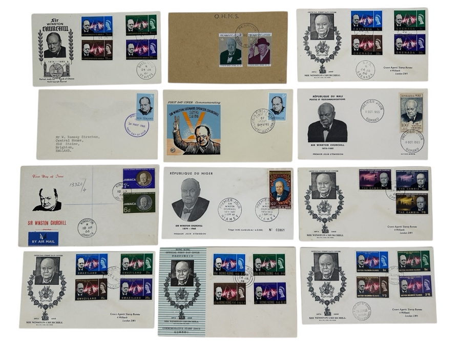 Just Added - (11) Vintage 1965 And (1) Vintage 1974 Sir Winston Churchill First Day Covers Stamps