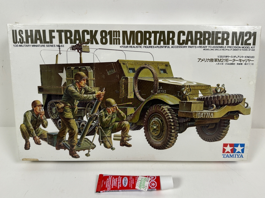 New Sealed Japanese Tamiya Model U.S. Half Track 81mm Mortar Carrier M21 With Glue [Photo 3]