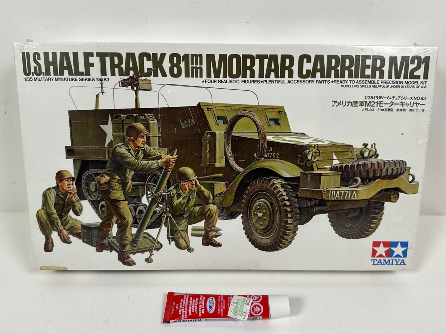 New Sealed Japanese Tamiya Model U.S. Half Track 81mm Mortar Carrier M21 With Glue [Photo 2]