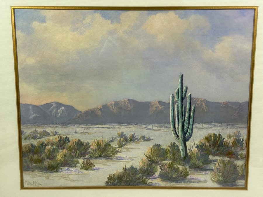Just Added - Morton Mcelegy Desert Landscape Pastel Painting On Paper 18 X 14.5 Framed 24.5 X 21 [Photo 4]