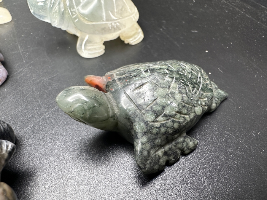 Just Added - (9) Carved Stone Turtle Figurines Of Various Stones 224g [Photo 7]