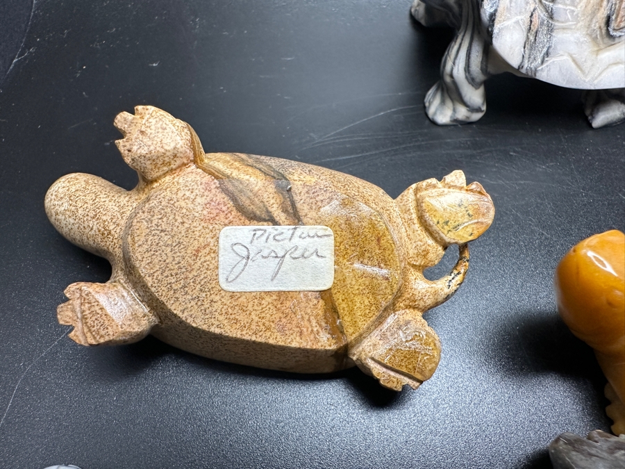 Just Added - (9) Carved Stone Turtle Figurines Of Various Stones 573g [Photo 21]