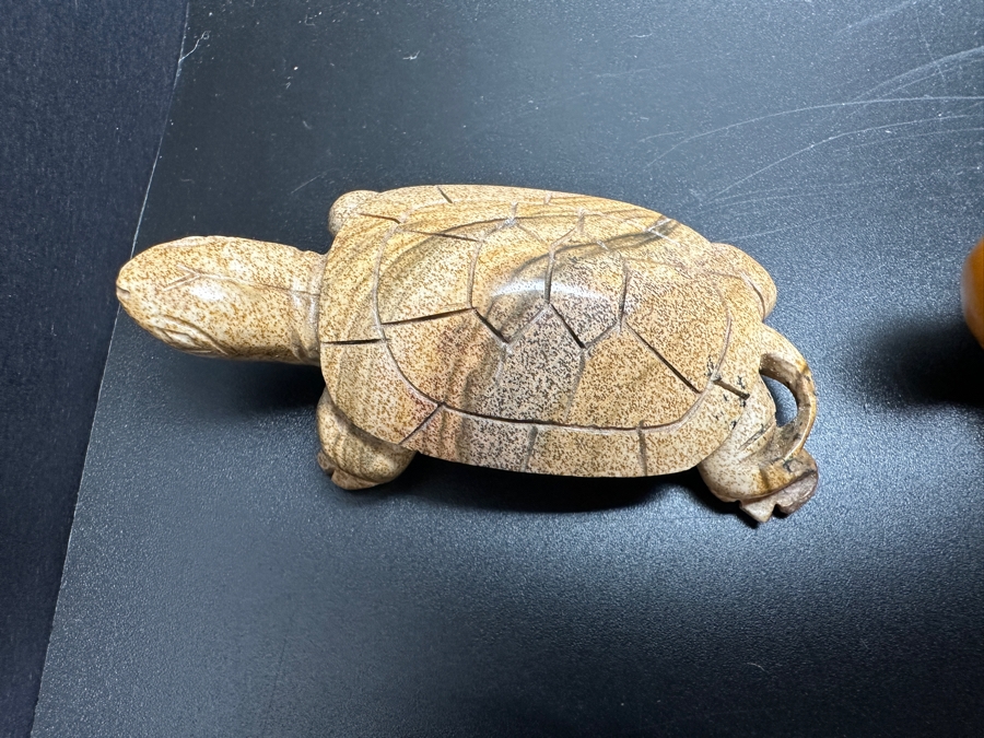 Just Added - (9) Carved Stone Turtle Figurines Of Various Stones 573g [Photo 16]