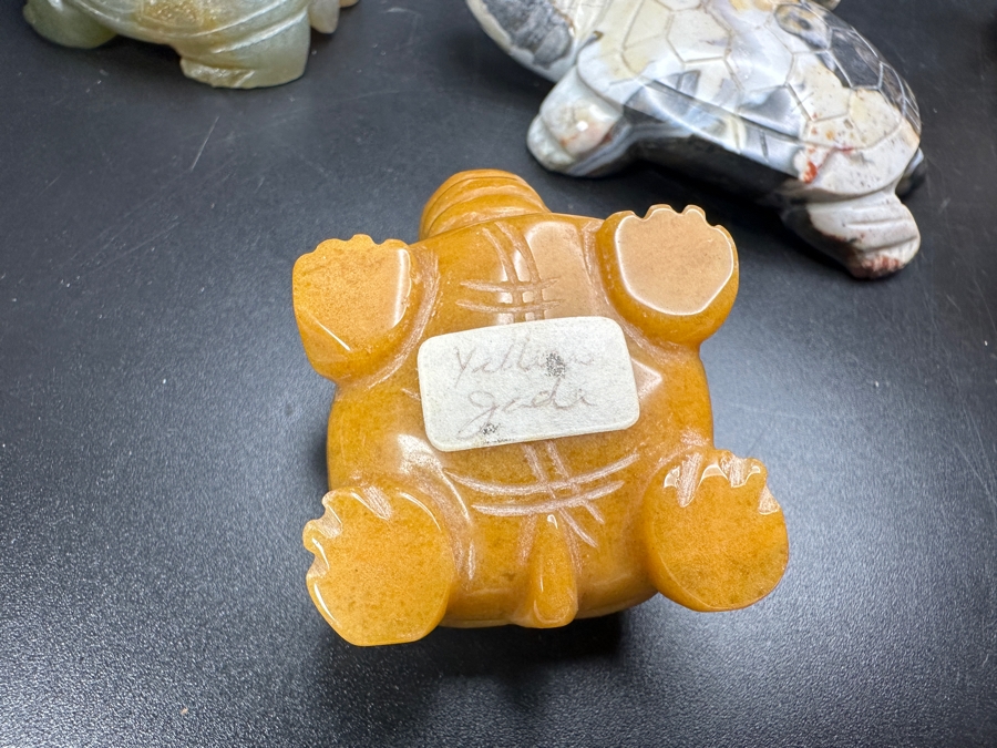 Just Added - (9) Carved Stone Turtle Figurines Of Various Stones 573g [Photo 22]