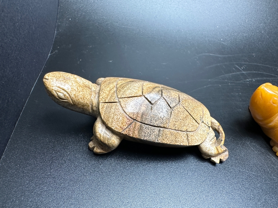 Just Added - (9) Carved Stone Turtle Figurines Of Various Stones 573g [Photo 17]