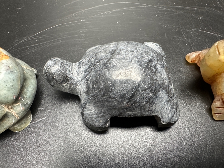 Just Added - (9) Carved Stone Turtle Figurines Of Various Stones 530g [Photo 16]