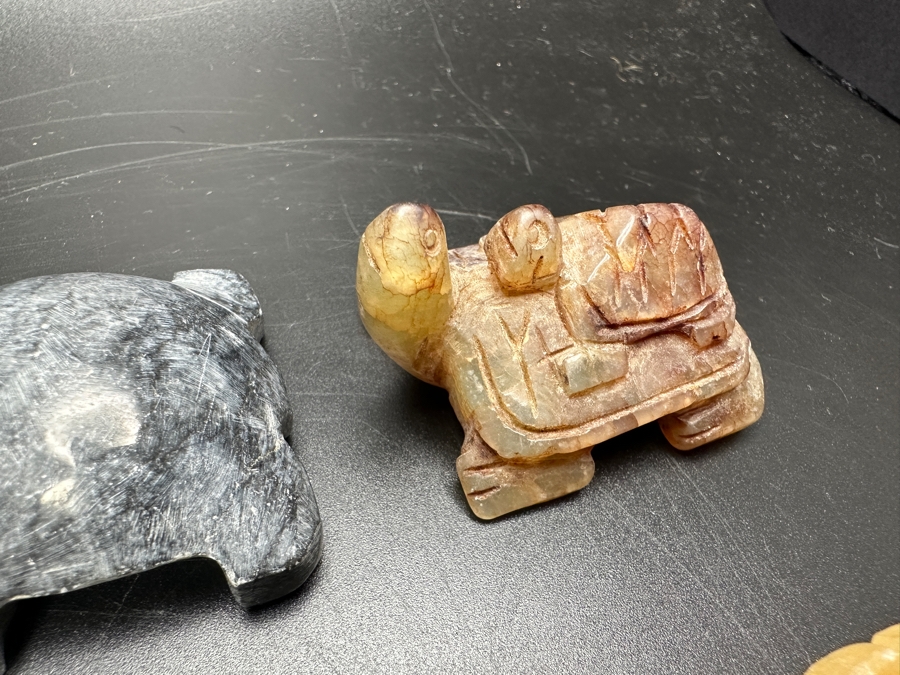 Just Added - (9) Carved Stone Turtle Figurines Of Various Stones 530g [Photo 17]
