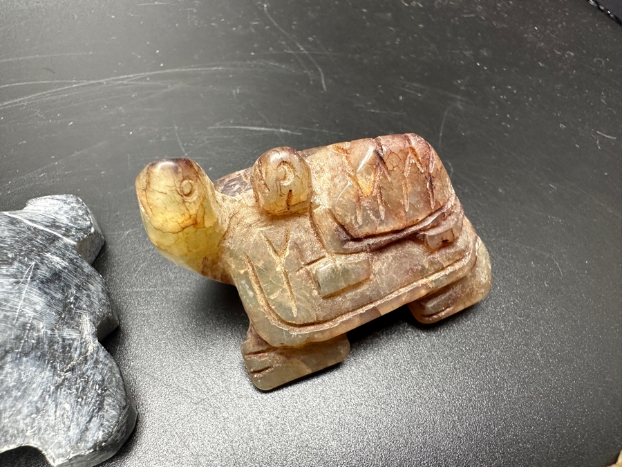 Just Added - (9) Carved Stone Turtle Figurines Of Various Stones 530g [Photo 18]