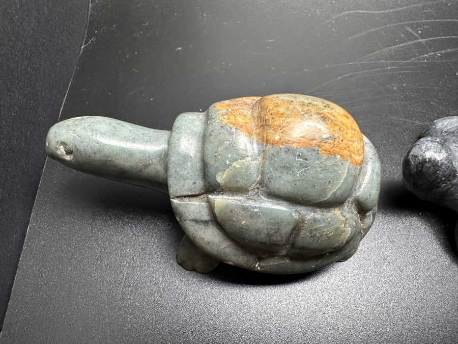 Just Added - (9) Carved Stone Turtle Figurines Of Various Stones 530g [Photo 14]