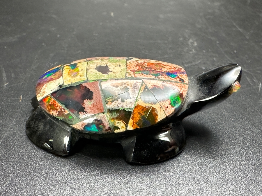 Inlaid Opal Stone Turtle Figurine 17g [Photo 9]