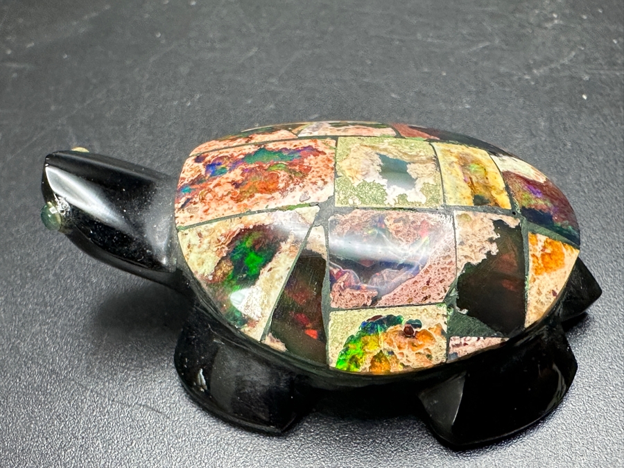 Inlaid Opal Stone Turtle Figurine 17g [Photo 7]