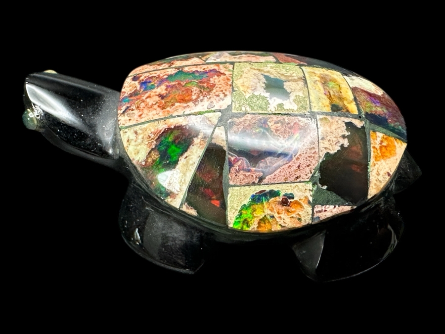Inlaid Opal Stone Turtle Figurine 17g [Photo 2]