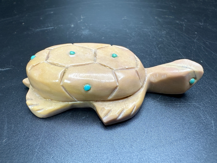 Vintage Carved Stone Zuni Native American Fetish Turtle Signed Emery Boone New Mexico 47g [Photo 6]