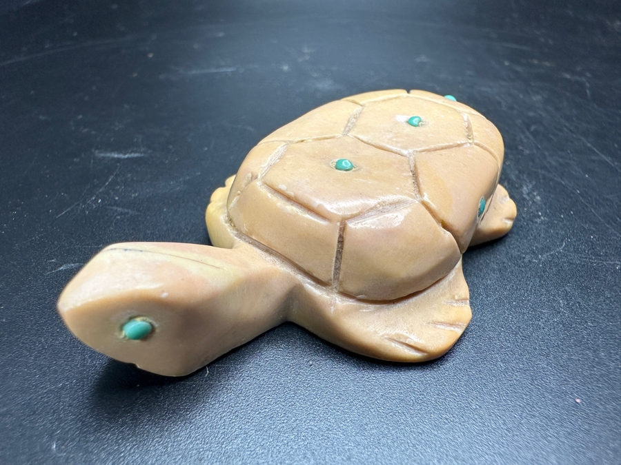 Vintage Carved Stone Zuni Native American Fetish Turtle Signed Emery Boone New Mexico 47g [Photo 5]
