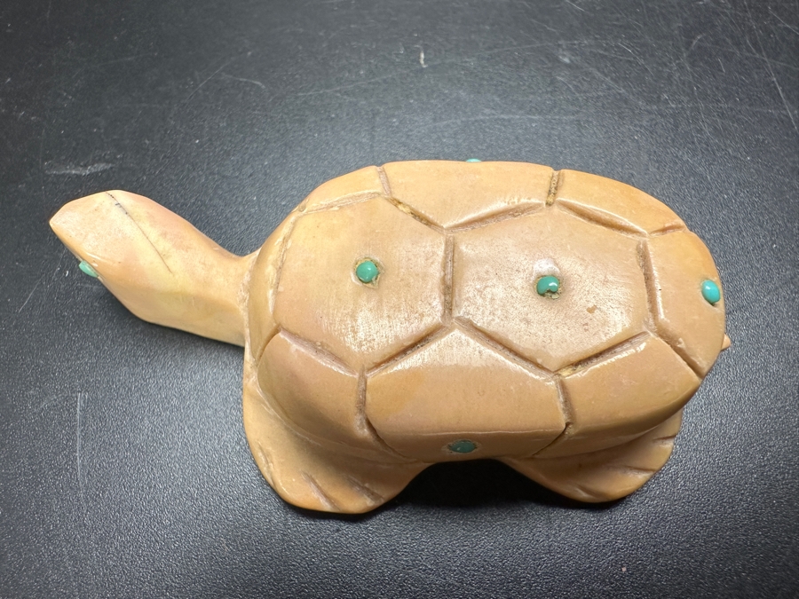 Vintage Carved Stone Zuni Native American Fetish Turtle Signed Emery Boone New Mexico 47g [Photo 2]