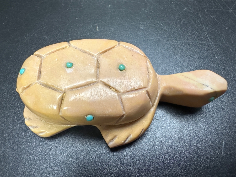Vintage Carved Stone Zuni Native American Fetish Turtle Signed Emery Boone New Mexico 47g [Photo 7]