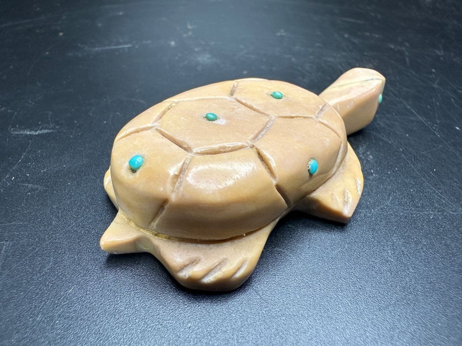 Vintage Carved Stone Zuni Native American Fetish Turtle Signed Emery Boone New Mexico 47g [Photo 8]