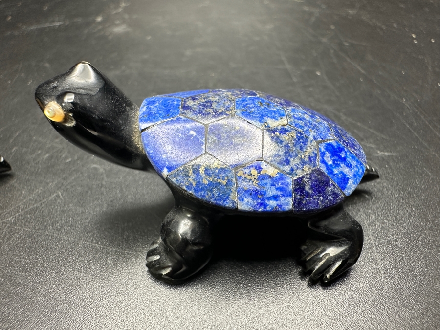 Tiger's Eye & Lapis Lazuli Stone Turtle Figurines 60g [Photo 7]
