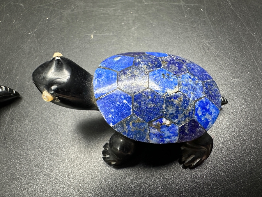 Tiger's Eye & Lapis Lazuli Stone Turtle Figurines 60g [Photo 6]