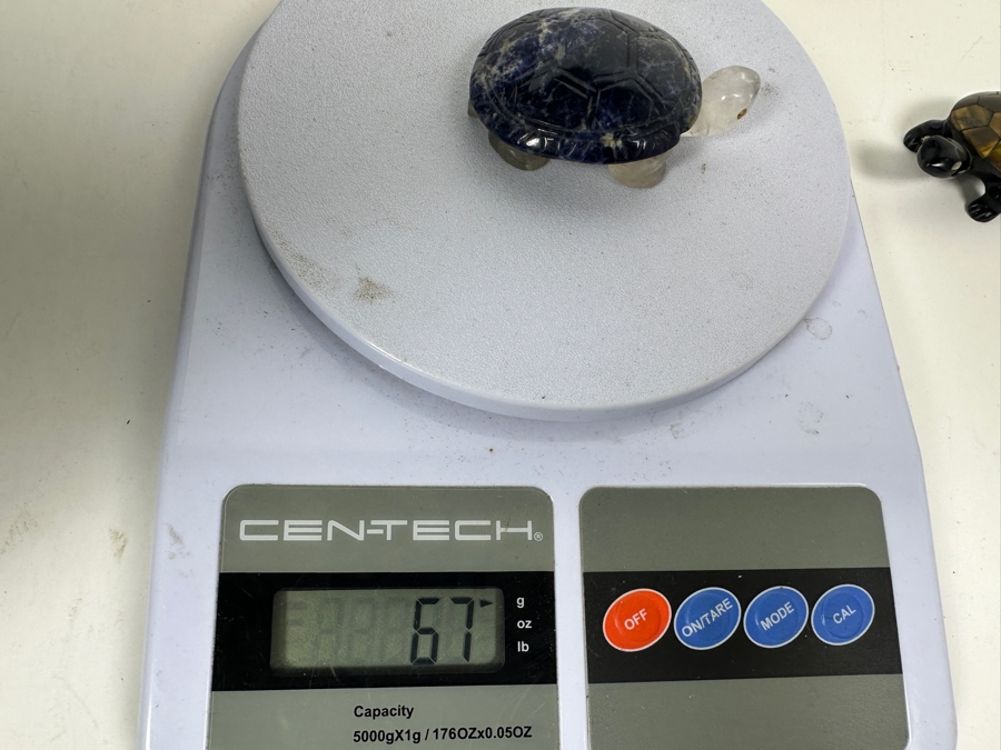 Vintage Chinese Carved Stone Lapis Lazuli Stone Turtle Figurine With Wooden Stand 67g [Photo 10]