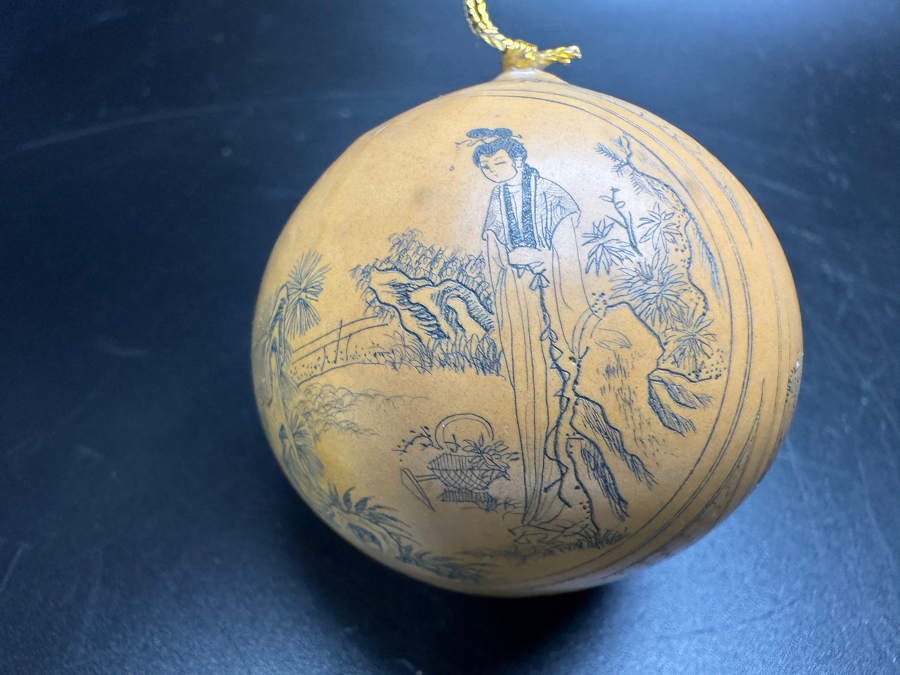 Vintage Chinese Carved Miniature Gourd With Writing 2'W [Photo 3]